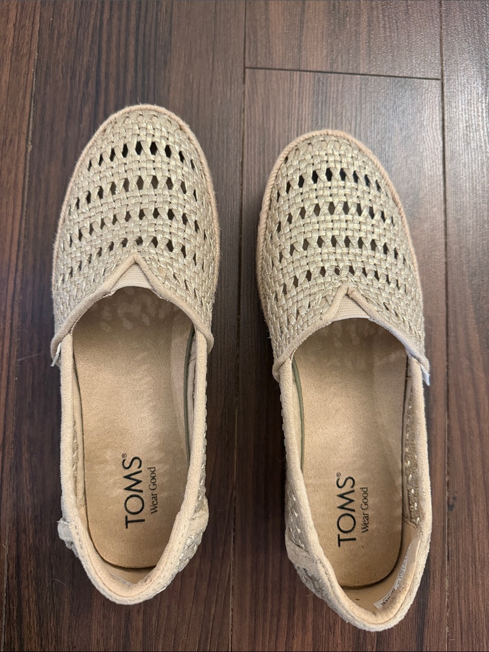 TOMS Woven Slip-On Loafers in Beige